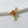 Vergoldeter Mikro-Zirkon Weinglas Anhänger Charm für DIY handgemachte Schmuck Zubehör Accessoires. - Rot-Orange