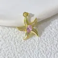 Vergoldeter Seestern Anhänger mit rosa Stein, Ozean Serie Mikro Zirkon Detailansicht. - Pink Stein Seestern 1 (TD00087-11)