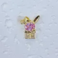 Exquisiter vergoldeter rosa Kristall Hase Anhänger DIY Schmuck Zubehör, süß und zart. - Rosa Hase Geschenkbox (6)