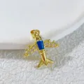 Gold Plated Airplane Pendant Blue Enamel CZ Stone DIY Jewelry Charm for Necklace Bracelet - Blue Enamel Airplane Style (3)