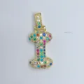 Vergoldeter bunter Zirkonia Buchstabe I Anhänger Detailansicht, funkelnder Modeschmuck Accessoire. - Buchstabe I (Artikel 4674)