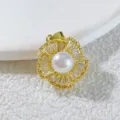 Gold plated copper pearl pendant necklace with sparkling baguette cubic zirconia stones. - Gold Rhinestone Artificial Pearl (8)