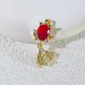 Exquisiter vergoldeter Goldfisch-Anhänger mit rotem Kristall und funkelnden Zirkoniasteinen. - Wassertropfen Roter Edelstein Fisch (13)