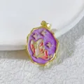 Detailed view of gold-plated purple enamel butterfly pendant with sparkling micro crystal stones. - Purple Enamel Butterfly Style (6)