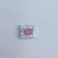 ciondolo fai da te argentato con zircone rosa rettangolare e pietre bianche. - Maglia Rettangolare Argento Rosa (14)