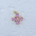Vergoldeter rosafarbener Zirkonia vierblättriger Blumen Anhänger Schmuck Zubehör glänzend - Vierblättrige Blume Klee Stil