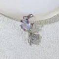 Exquisiter silberfarbener Goldfisch Anhänger Detail, glitzernde Zirkonia Steine. - Strass Wassertropfen Fisch (14)