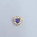 Dettaglio ciondolo cuore in zircone viola, componente accessorio per gioielli DIY dorato. - Maglia Cuore Oro Viola (17)