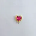 Vergoldeter Zirkon Herz DIY Spacer Perlen Charms Zubehör für schöne Bastelarbeiten - Herz Rosa Hauptstein Stil (5748)
