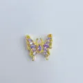 Ciondolo farfalla in zircone placcato oro dettaglio, accessorio per bracciale DIY. - Farfalla Intarsiata Oro Viola (19)