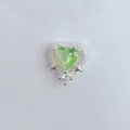 Herzförmiger grüner Zirkon DIY Schmuck Zubehör Charm Abstandshalter Perle in Silber Optik. - Silber Herz Grüner Hauptstein Stil (5748)