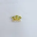 Vergoldeter Mikro Zirkon Blumen Kronen DIY Schmuck Abstandsperlen Zubehör Detail - Grüner Edelstein Kronenstil (20)