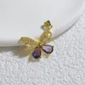 Vergoldeter Schmetterling Anhänger mit lila Zirkonia Mikro Pavé DIY Schmuck Zubehör Detail - Lila Zirkonia Schmetterling (2)