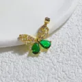 Vergoldeter Schmetterlings-Anhänger mit Zirkonia und grünen Steinen für DIY Schmuckbastling. - Grüner Zirkonia Schmetterling (3)