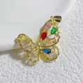 Bunte Zirkonia Schmetterling Anhänger Vergoldet DIY Schmuck Zubehör Charm Design Neu - Hohl Mehrfarbig Strass Schmetterling Stil