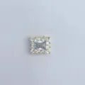 Connettore charm per bracciale DIY in zircone rettangolare placcato oro in rame puro. - Maglia Intarsiata Oro Blu Brillante (9)