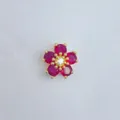 Vergoldete Blume Mikropaved Zirkonia Abstandsperle DIY Schmuck Zubehör Komponente zum Basteln. - Roter Strass Goldbasis Fünfblättrige Blume Stil (35)