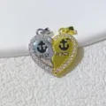 Best friends split heart pendant necklace with anchor design and sparkling cubic zirconia stones. - Split Matching Anchor Style (1)