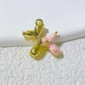 Pink Gold Balloon Dog Charm Pendant Enamel Cute DIY Jewelry Accessory for Bracelet Necklace - Pink Enamel Gold Base (2)