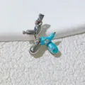 Blue enamel balloon dog pendant detail, silver tone metal with cubic zirconia stones. - Blue Enamel Silver Base (3)