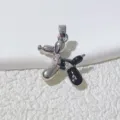 Silver black enamel balloon dog pendant charm for DIY necklace or bracelet jewelry - Black Enamel Silver Base (4)