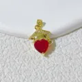 Exquisite graduation cap heart pendant necklace, stylish gold fashion daily jewelry gift. - Gold-Red Rhinestone