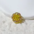 Perlina Distanziatore Fiore Zirconia Placcato Oro 14K Cristallo Giallo Accessorio DIY - Zirconia Ambra (KC6001-6097)