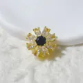 18K Gold Micro Pave Cubic Zirconia Flower Spacer Bead DIY Jewelry Making Accessories - White Petal Black Center Flower (5)
