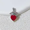 Graduation Cap Red Heart Pendant Necklace Fashionable Commuter Clavicle Chain Jewelry Gift - Silver-Red Rhinestone