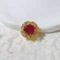 Gold-plated red crystal flower charm bead with zirconia for DIY bracelet necklace accessories - Dark Red Zirconia (KC6001-6097)