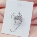 Gold plated designer ear cuff for women, niche style fashion versatile jewelry accessory. - Micro-Pave Interlocking Geometric Style