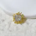 14K gold plated cubic zirconia flower bead charm for DIY necklace bracelet making accessory. - White Zirconia (KC6001-6097)