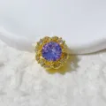 14K gold plated cubic zirconia flower bead charm for DIY handmade jewelry making bracelet - Light Purple Zirconia (KC6001-6097)