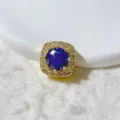 18K Gold Micro-Pave Zircon Square Spacer Bead, Blue Center Stone DIY Jewelry Part - Blue Center Square Spacer (10)