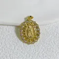 Gold Plated Cubic Zirconia Virgin Mary Pendant DIY Jewelry Necklace Bracelet Accessory - Oval Vintage Virgin Mary Style (5)