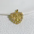 Gold plated micro paved cubic zirconia religious saint pendant necklace DIY accessory. - Heart Religious Text Style (8)