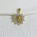 Gold plated cubic zirconia Virgin Mary pendant necklace elegant religious jewelry accessory. - Round Virgin Mary Relief Style (9)