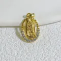 Exquisite Gold Plated Virgin Mary Pendant Micro Pave Zircon Necklace DIY Accessory - Oval Virgin Mary Style (10)