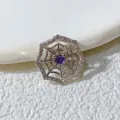 Spinnennetz-Anhänger mit lila Stein, mikrogefasster Zirkonia DIY-Schmuckaccessoire für Halskette. - Goldenes Netz mit Rotem Herz
