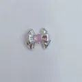 Silberner Metall Schleife DIY Schmuckanhänger mit rosa Herz Kristall für Armbänder und Handykette. - Silber Rosa Herz Strass Schleife Stil (Artikel 9425)