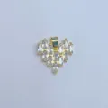 Vergoldeter Messing Herz-Anhänger mit klaren Baguette-Zirkonia, DIY Schmuckzubehör. - Goldene Basis Rechteckiger Geometrischer Strass Herz Stil (23)