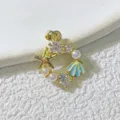 Vergoldeter Meeresmuschel Seestern Anhänger Charms mit Zirkonia und Perlen für DIY Schmuck. - Runder Seestern Emaille Stil (6) / Nur Anhänger