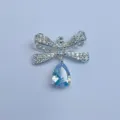 Silberner Schleife Zirkon Anhänger mit birnenförmigem Kristall DIY Schmuck Zubehör. - Versilberter Mikro-Eingelegter Strass-Schleife-Stil (02)