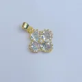 Vergoldeter Zirkonia vierblättriges Kleeblatt Anhänger DIY Halskette Schmuck Zubehör - Goldene Basis Kleeblatt Strass Stil Eins (09)
