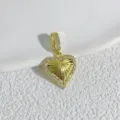 Gold Heart Pendant Charm with Pavé Zirconia Radiant Center DIY Necklace Fashion Accessory - Heart Sunburst Pattern (5) / Gold