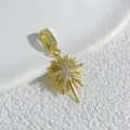 Gold starburst charm pendant with micro-pave cubic zirconia, DIY jewelry making accessory. - Starburst Sun Buckle (7) / Gold