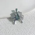 Silberne Mikro-Zirkonia Kleeblatt Herz Anhänger Kette Schmuck für elegante Damen. - Typ G Silber