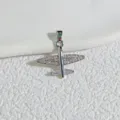 Colgante de avión plateado, circonitas cúbicas micro engastadas, accesorio de joyería. - Estilo A / Plateado