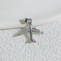 Colgante de avión plateado con circonitas cúbicas, ideal para la creación de joyas DIY. - Estilo C / Plateado