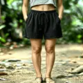 Casual waffle knit shorts for women elastic drawstring waist comfy beach lounge summer wear - S / Bottoms / Black